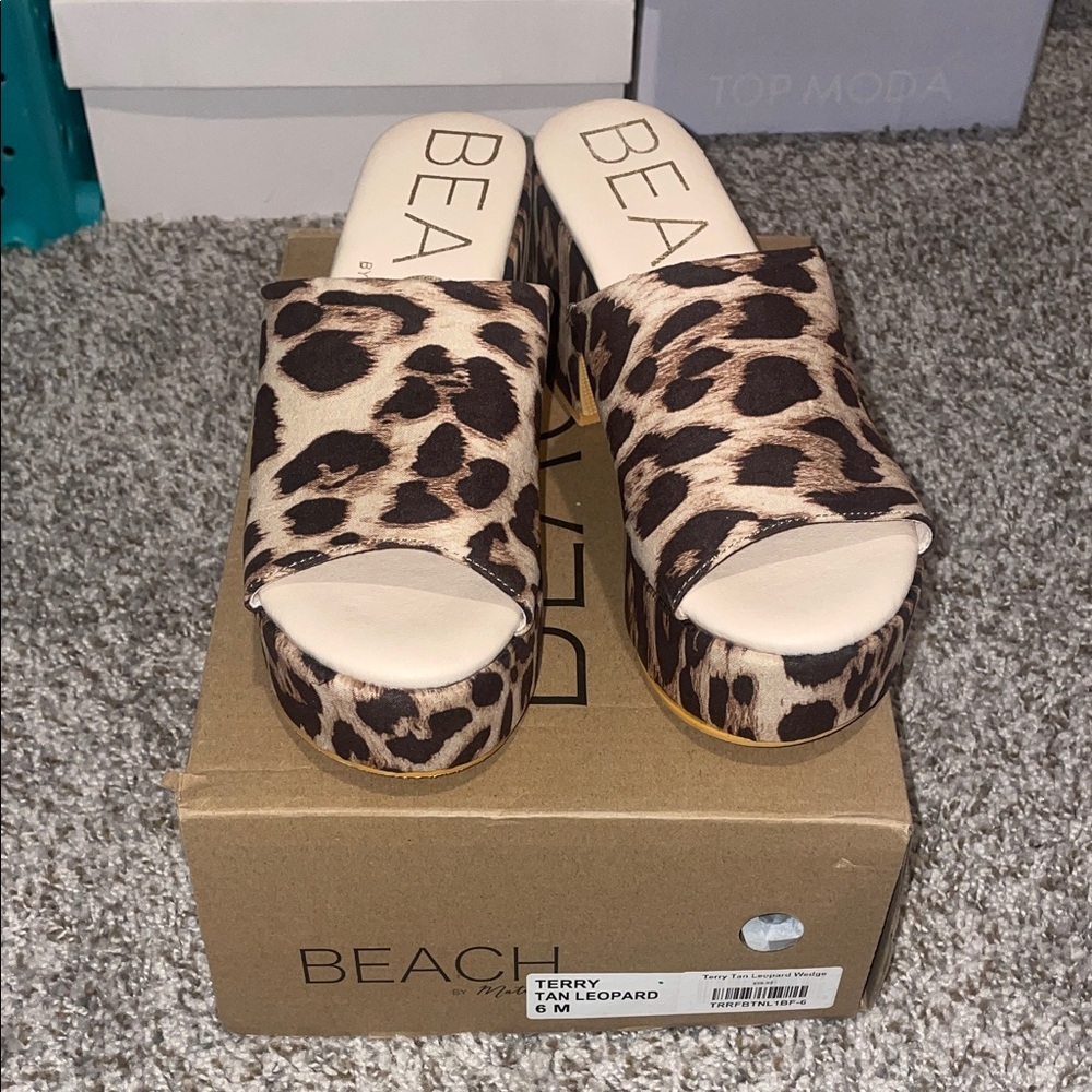 Beach by Matisse Tan Leopard Platform Shoes